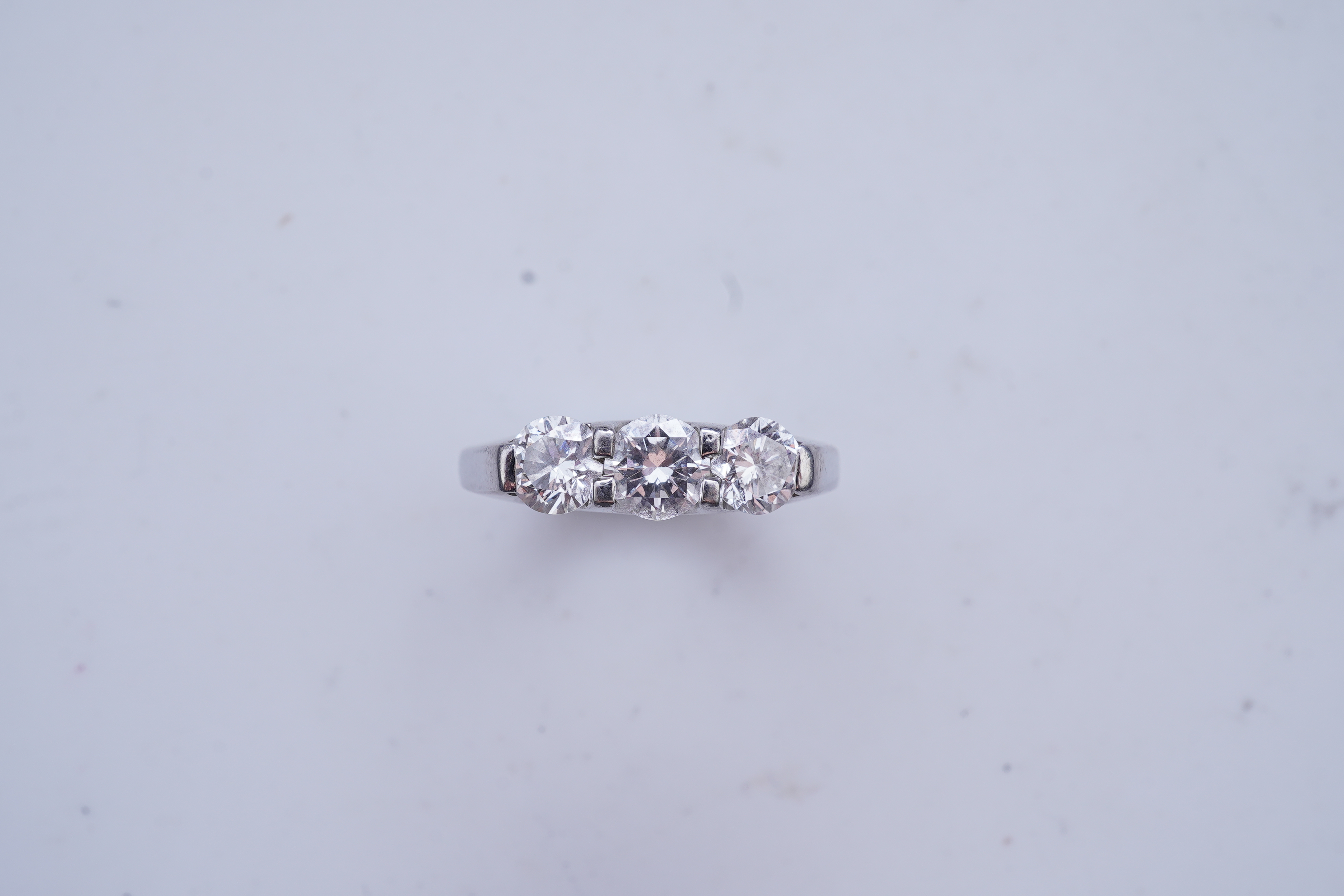 A three-stone diamond ring